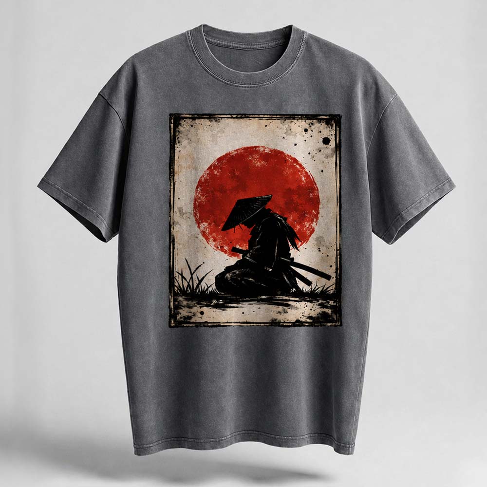 Samurai Silhouette Oversized Cotton T-Shirt