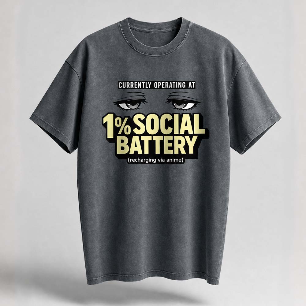 1% Social Battery Oversized Cotton T-Shirt