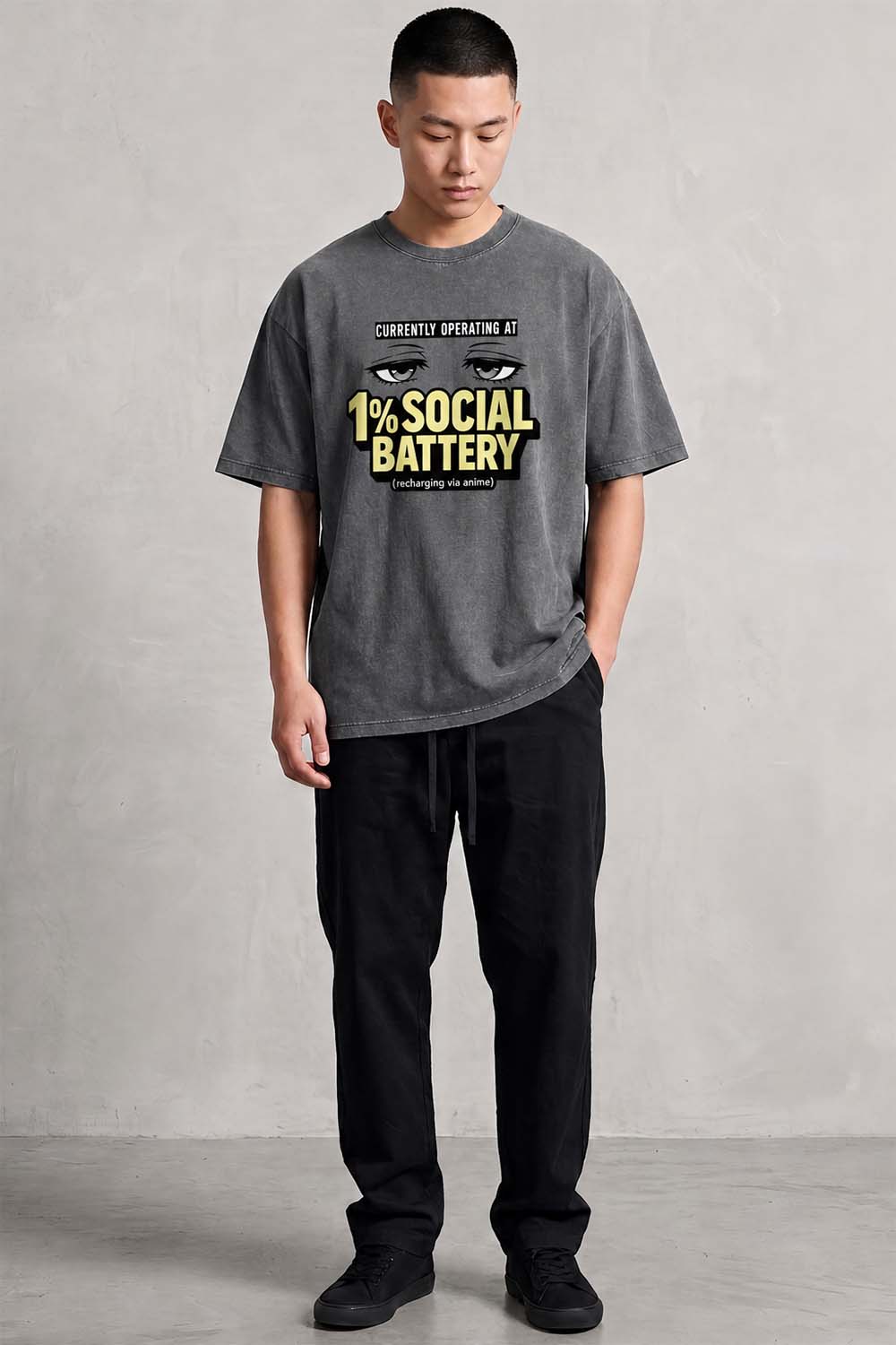 1% Social Battery Oversized Cotton T-Shirt