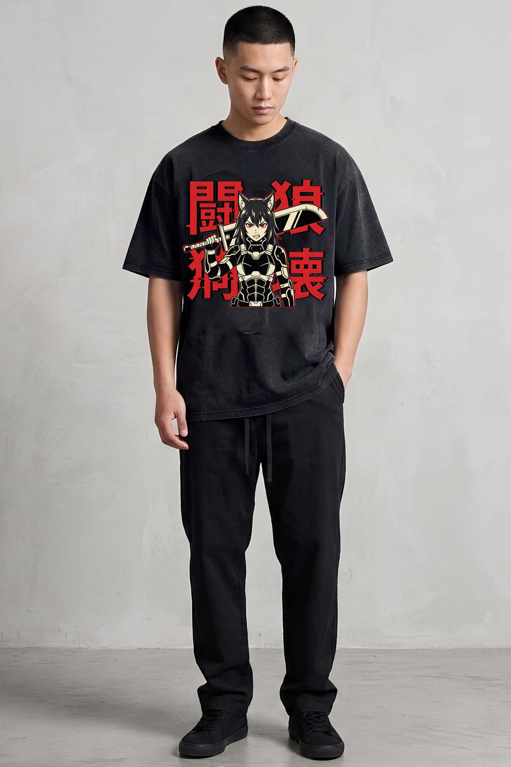 Wolf Beast Warrior Oversized Cotton T-Shirt