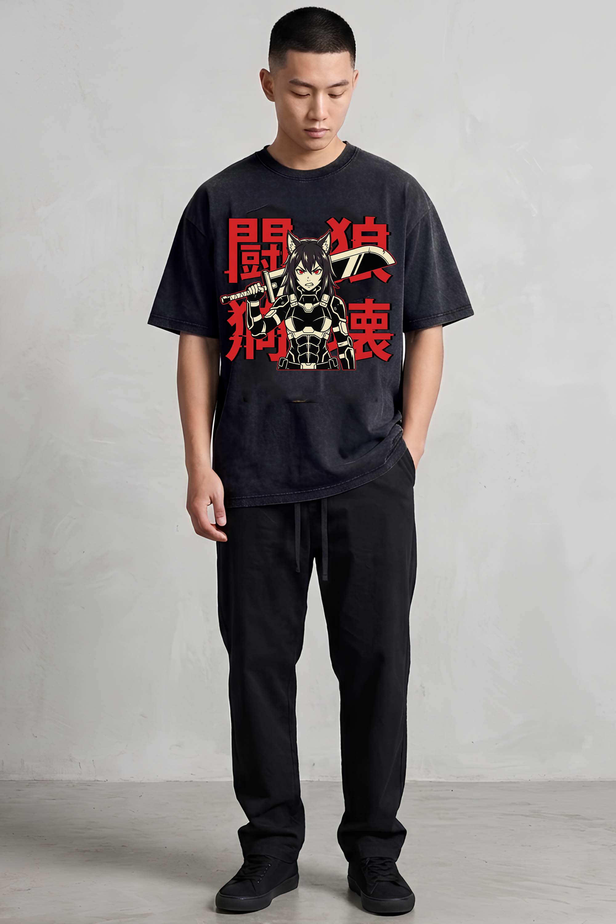 Wolf Beast Warrior Oversized Cotton T-Shirt