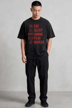EAT SLEEP ANIME PLAY REPEAT Oversized Cotton T-Shirt