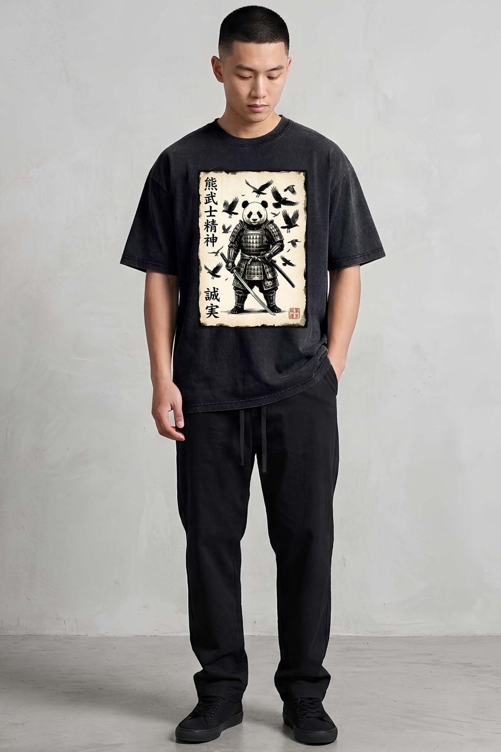 Panda Samurai Oversized Cotton T-Shirt