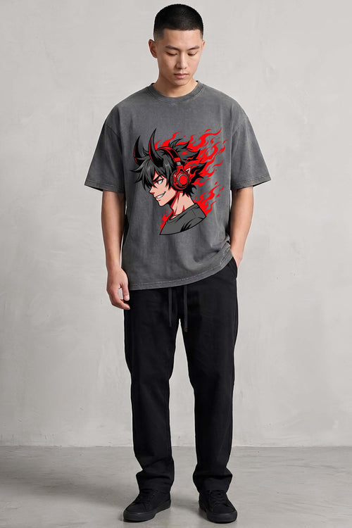 Fire Beats Oversized Cotton T-Shirt
