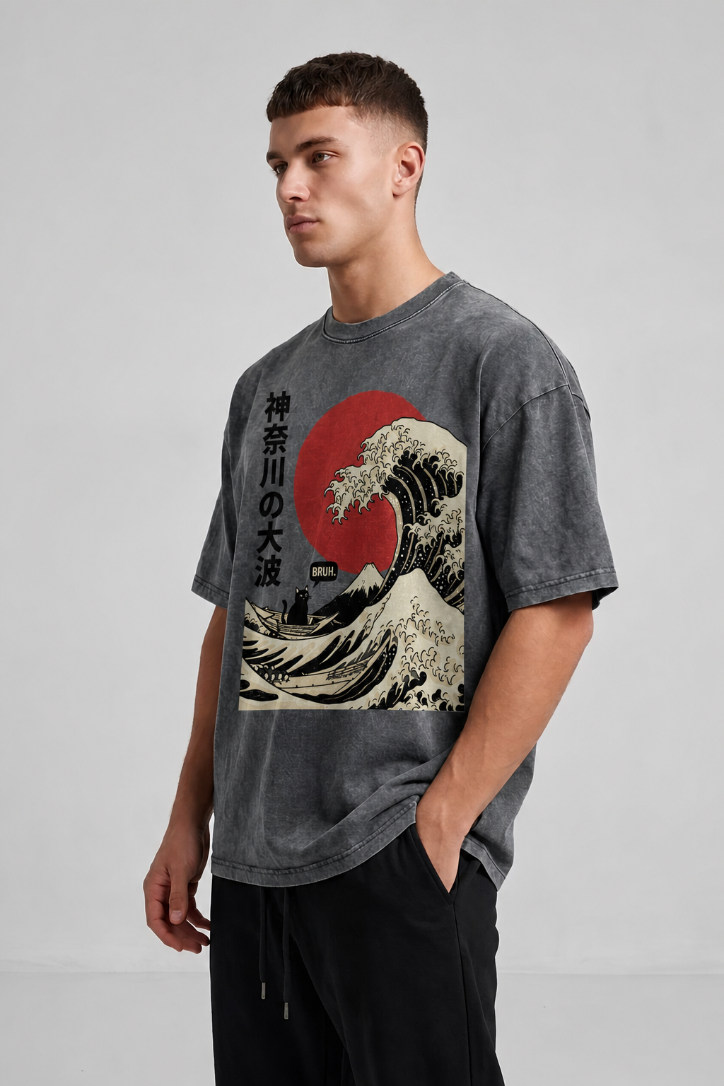 Bruh Wave Oversized Cotton T-Shirt
