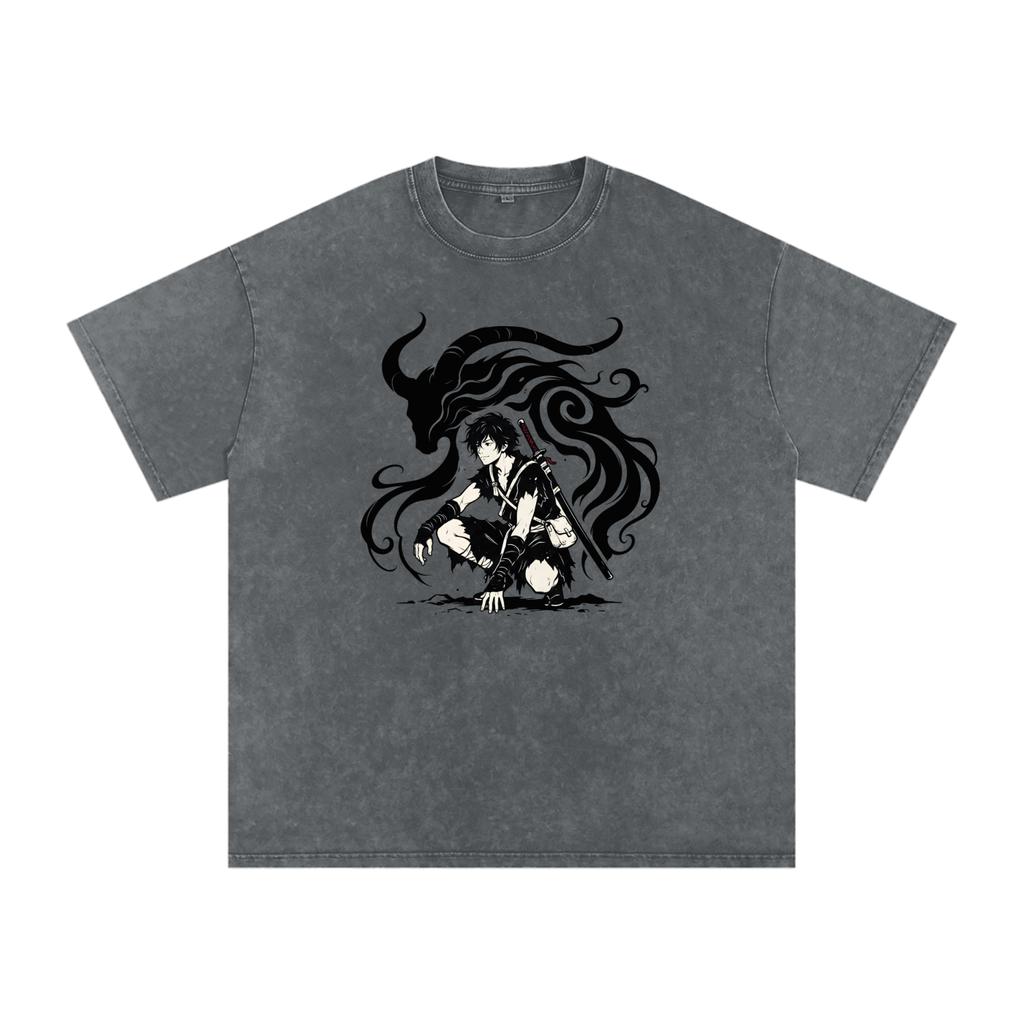 Snow Washed Oversized Cotton T-Shirt