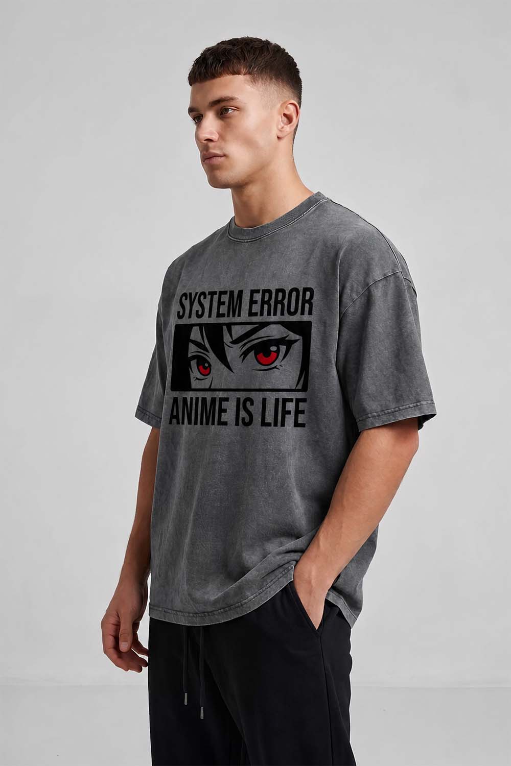 Anime Is Life "System Error" Oversized Cotton T-Shirt