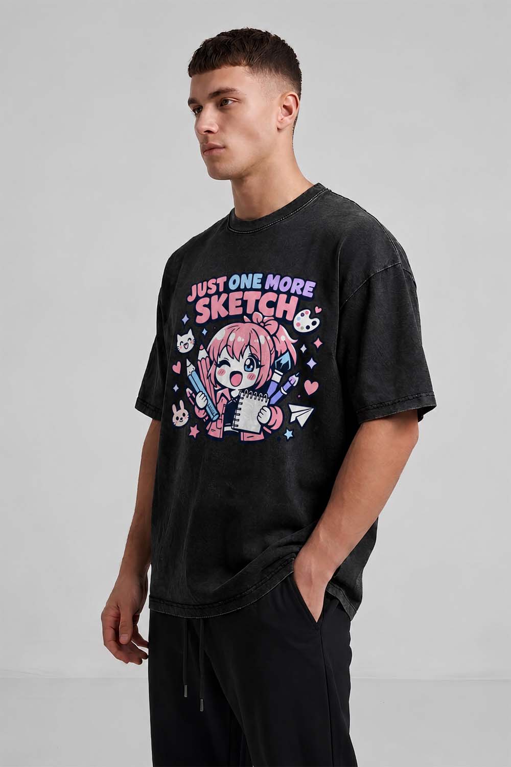 Just One More Sketch Oversized Cotton T-Shirt