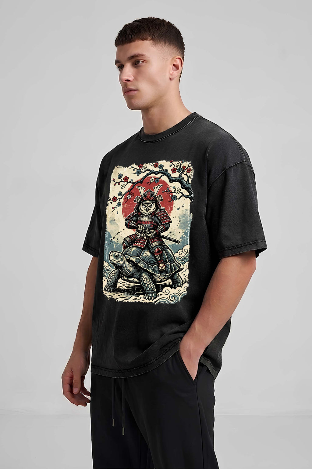 Samurai Owl Oversized Cotton T-Shirt