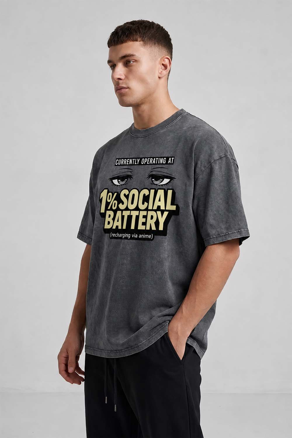 1% Social Battery Oversized Cotton T-Shirt