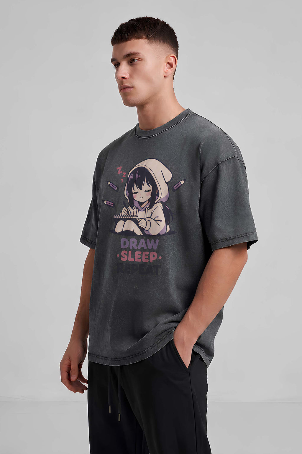 draw sleep repeat Oversized Cotton T-Shirt