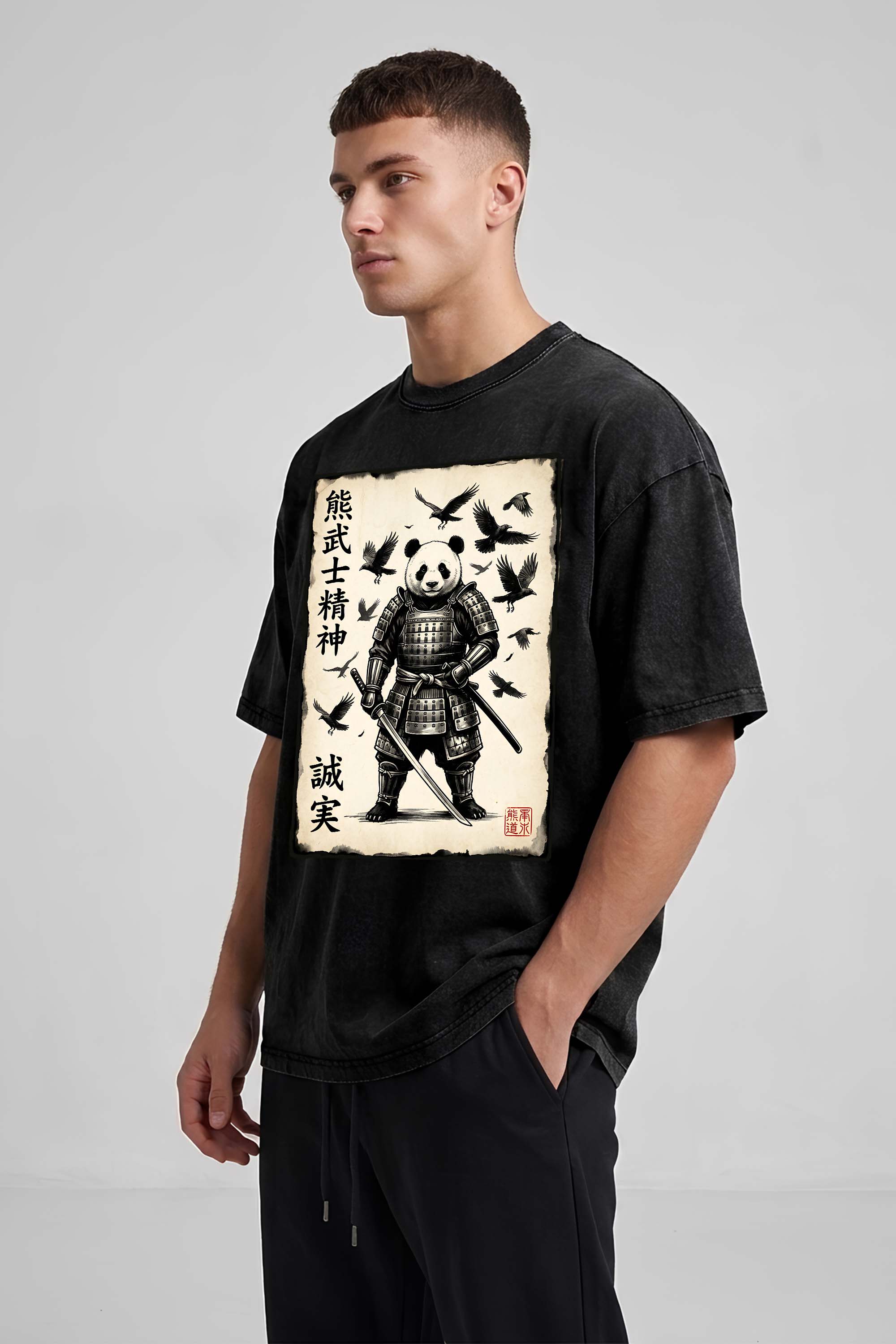 Panda Samurai Oversized Cotton T-Shirt