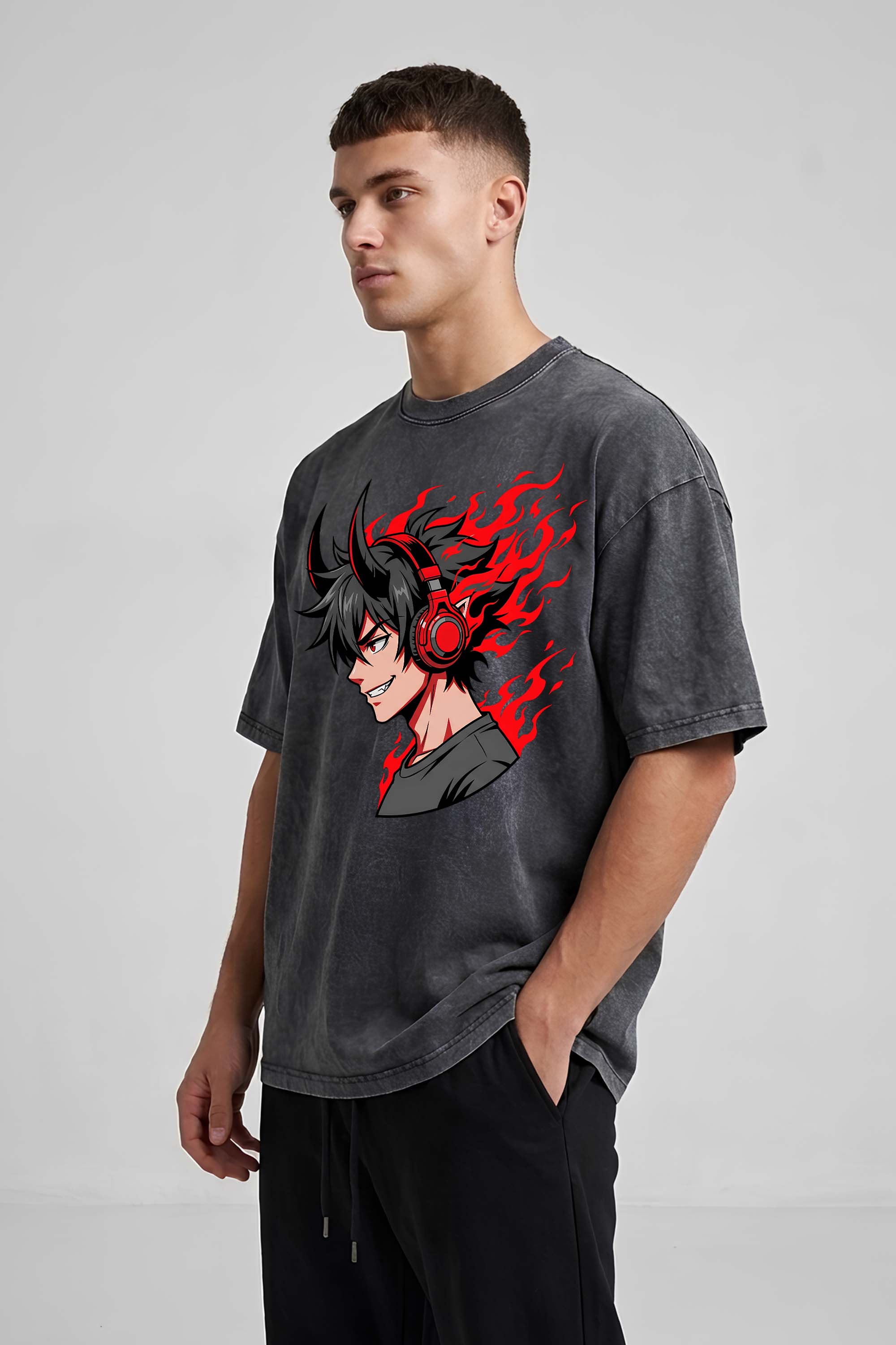 Fire Beats Oversized Cotton T-Shirt