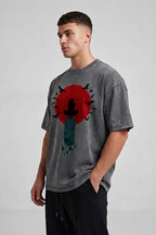 Crow and Red Moon Oversized Cotton T-Shirt