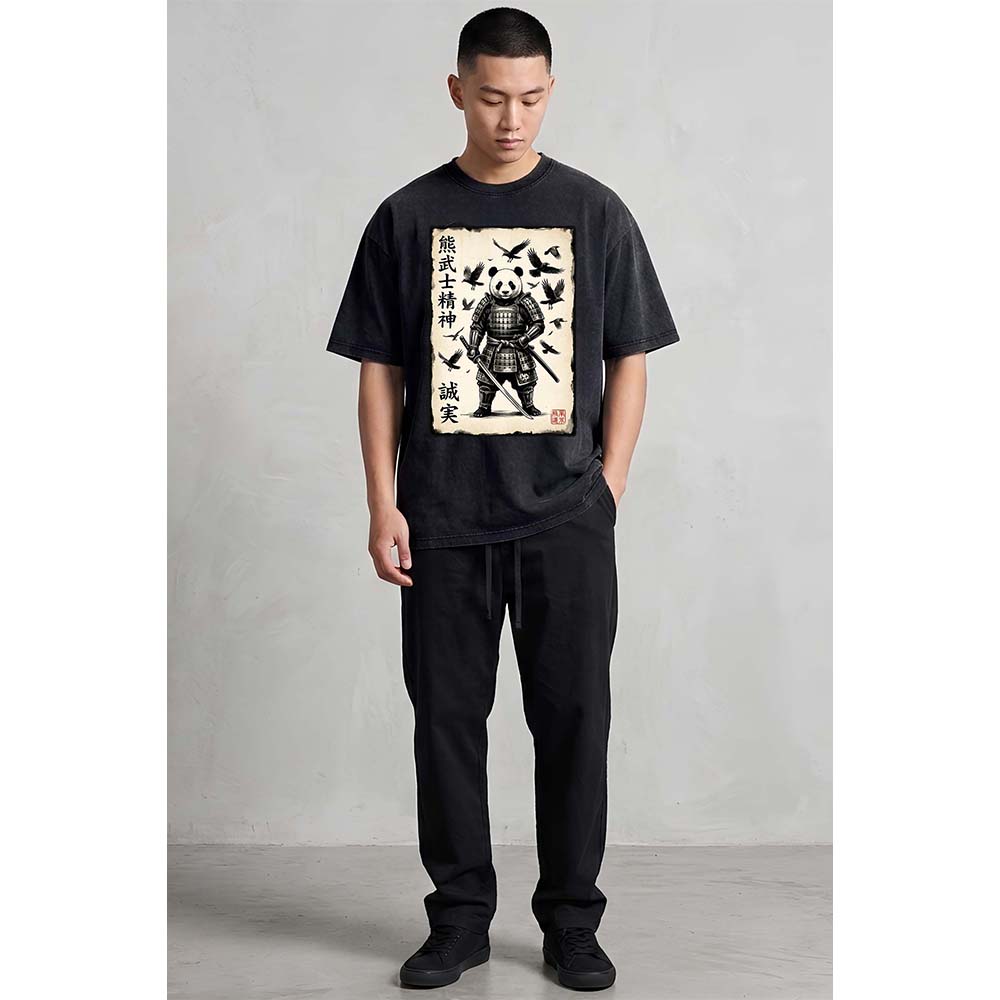 Panda Samurai Oversized Cotton T-Shirt
