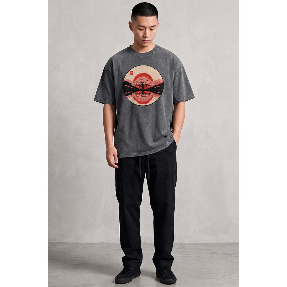 Sakura Sunset Oversized Cotton T-Shirt