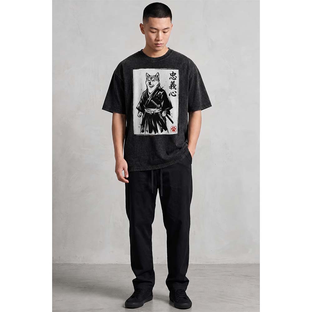 Samurai Shiba Inu Oversized Cotton T-Shirt