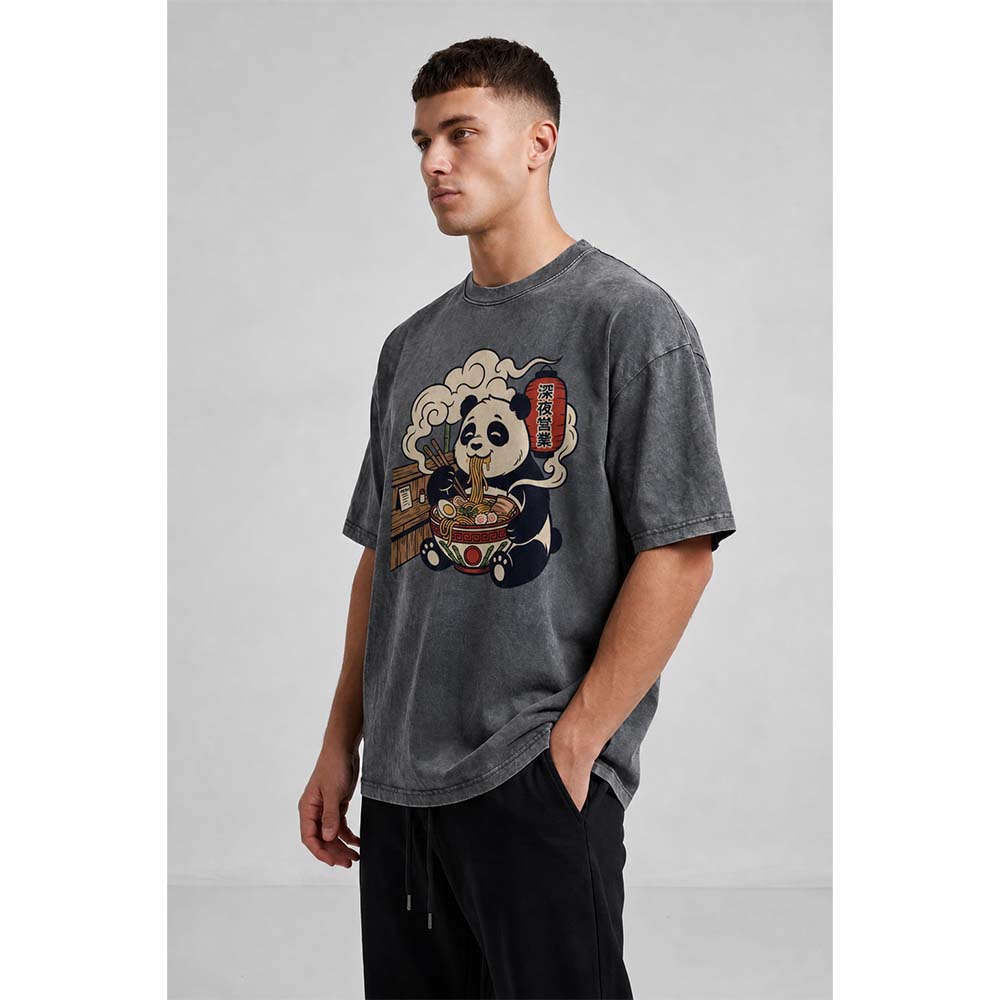 Panda Ramen Oversized Cotton T-Shirt