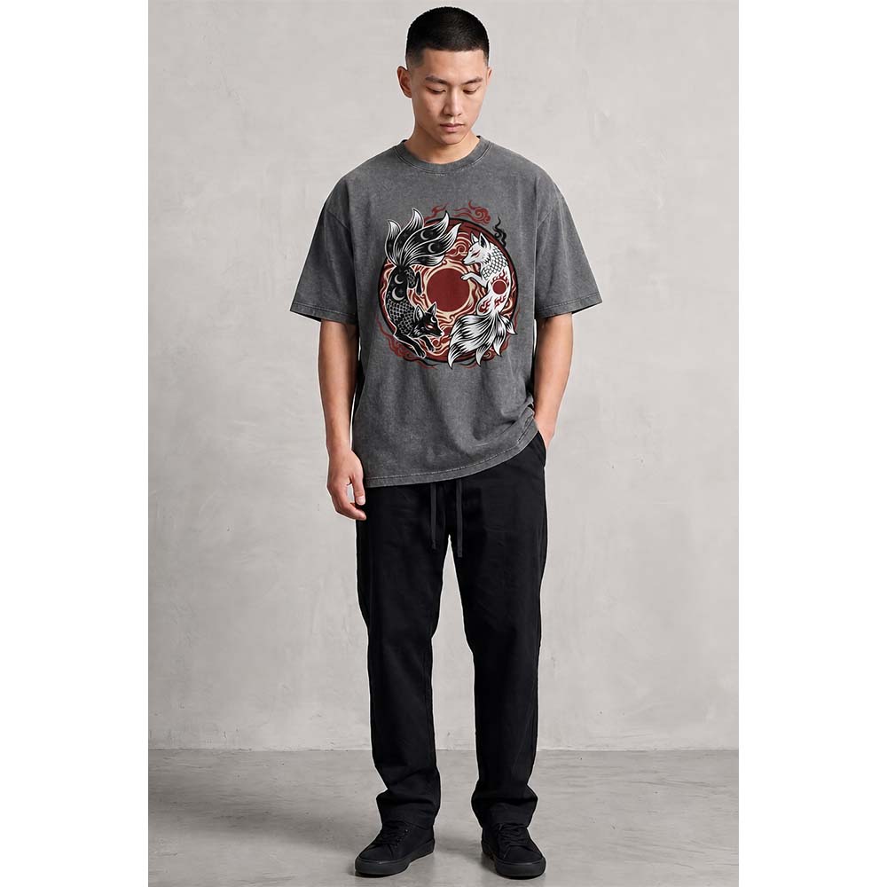 Koi Yin Yang Oversized Cotton T-Shirt
