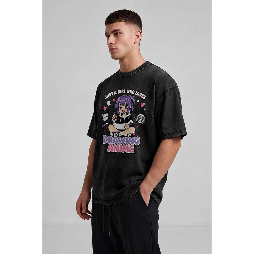 Drawing Anime Oversized Cotton T-Shirt