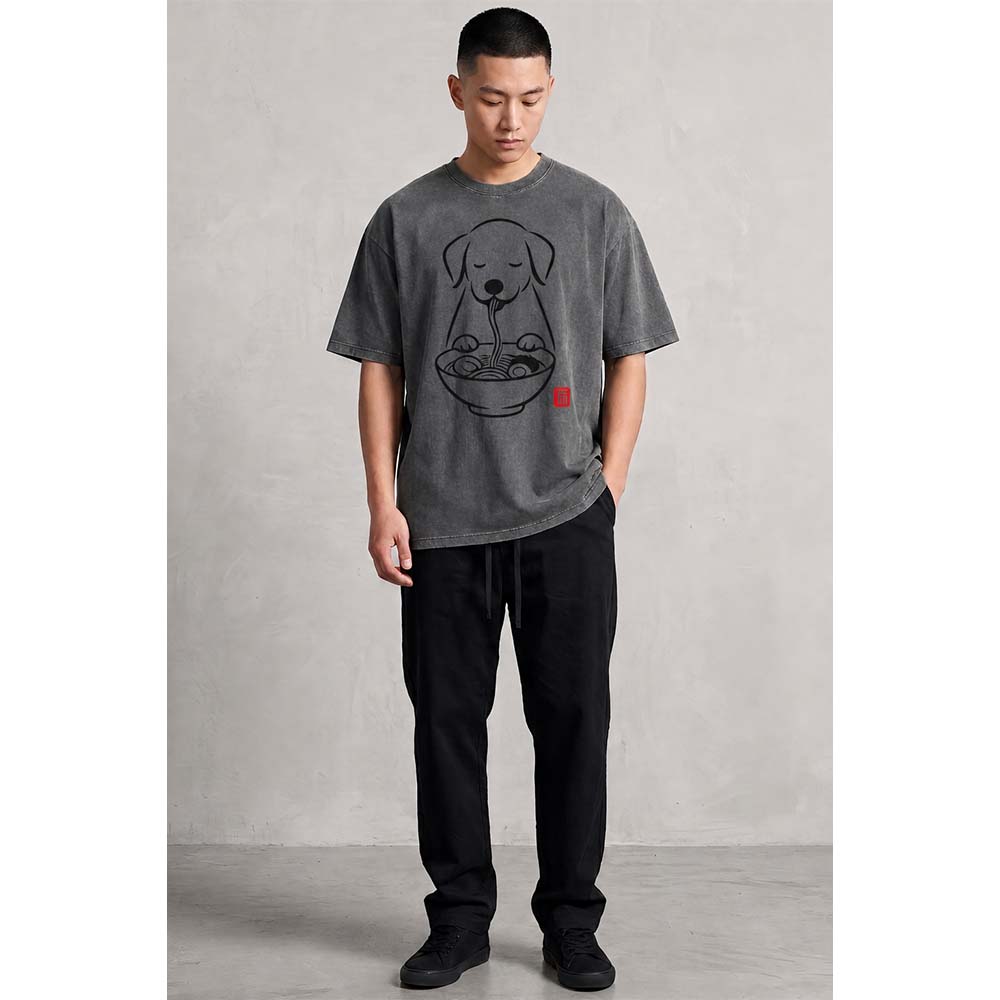 Ramen Puppy Oversized Cotton T-Shirt