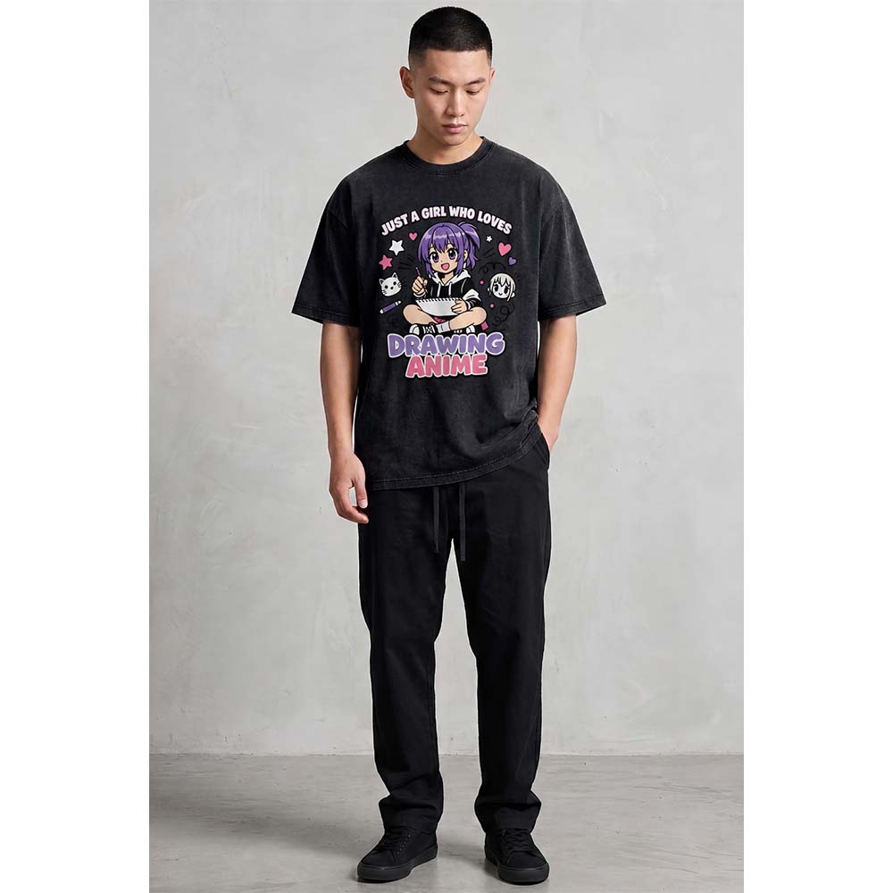 Drawing Anime Oversized Cotton T-Shirt