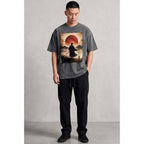Samurai Sunset Oversized Cotton T-Shirt