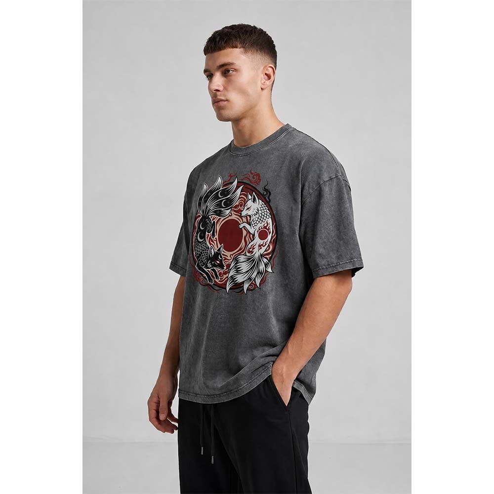 Koi Yin Yang Oversized Cotton T-Shirt