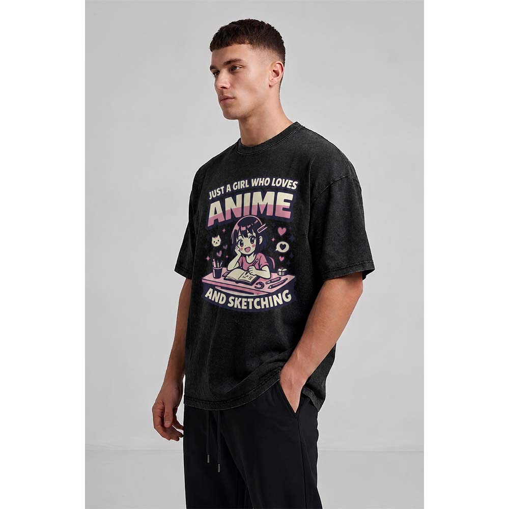 Anime & Sketching Oversized Cotton T-Shirt