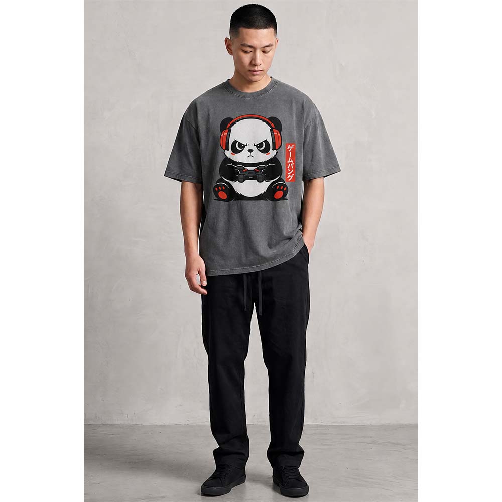 Gamer Panda Oversized Cotton T-Shirt