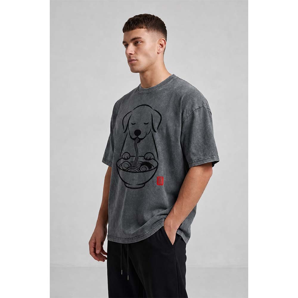 Ramen Puppy Oversized Cotton T-Shirt