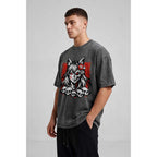 Kitsune Skull Oversized Cotton T-Shirt