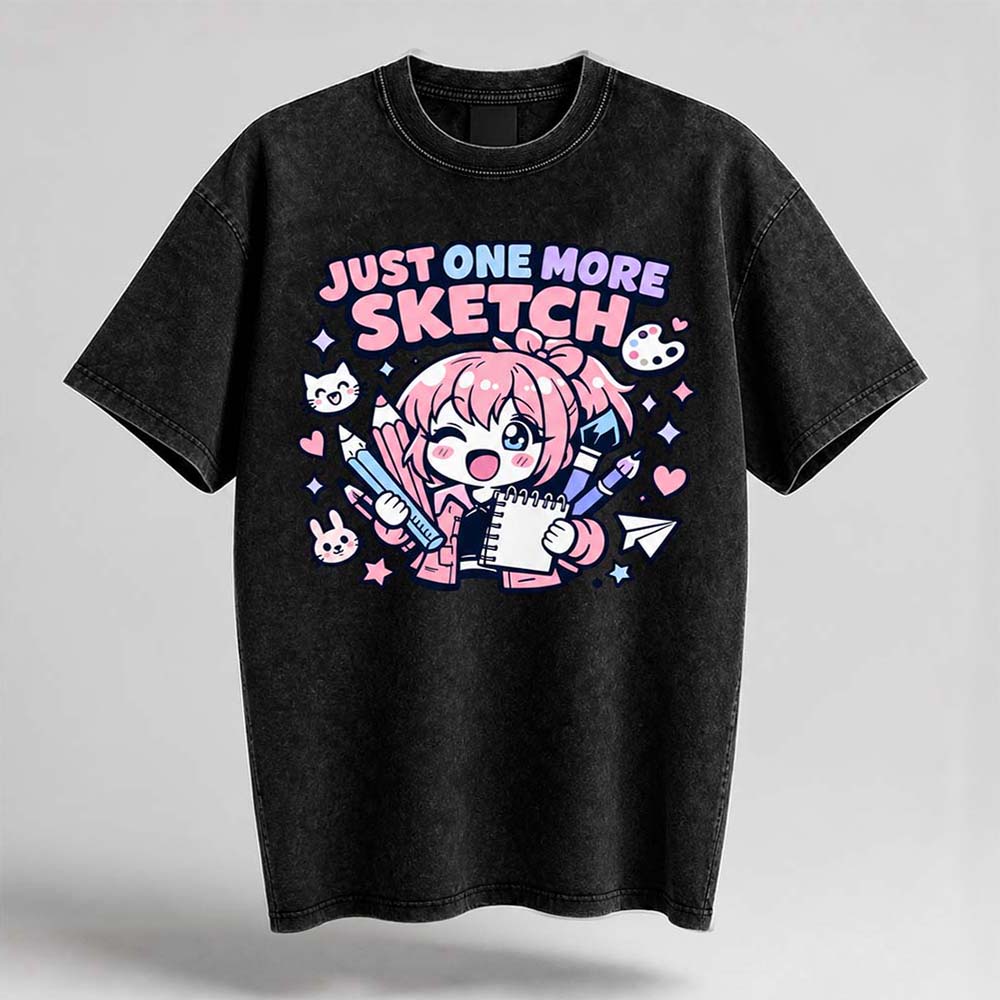 Just One More Sketch Oversized Cotton T-Shirt