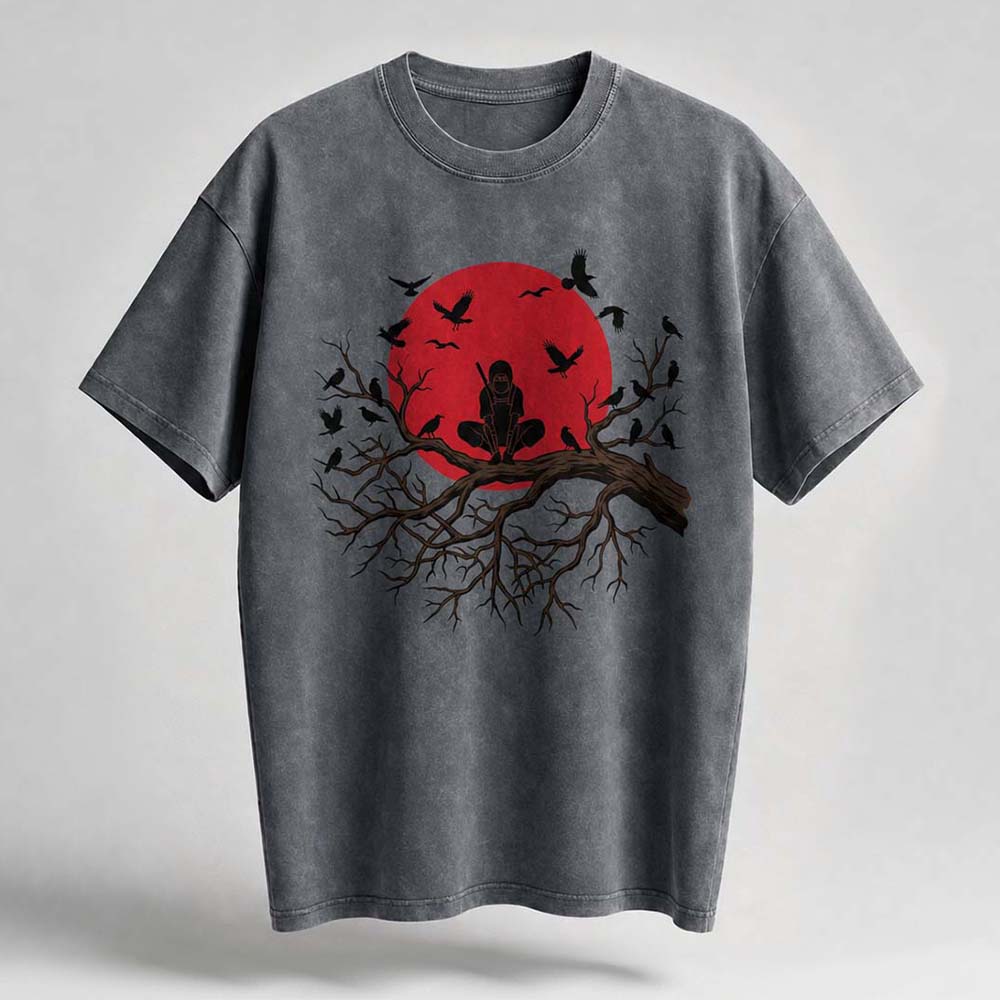 Dead Tree Crow Oversized Cotton T-Shirt