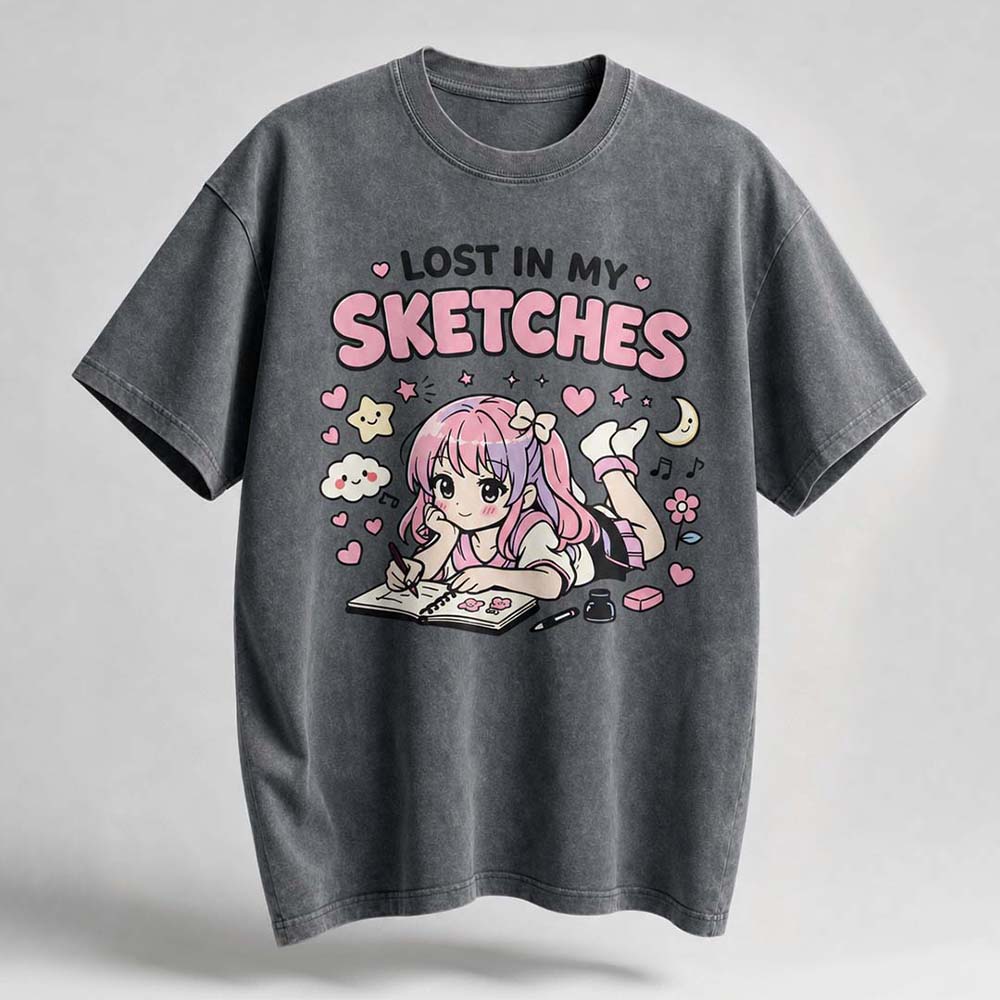 Lost in My Sketches Oversized Cotton T-Shirt