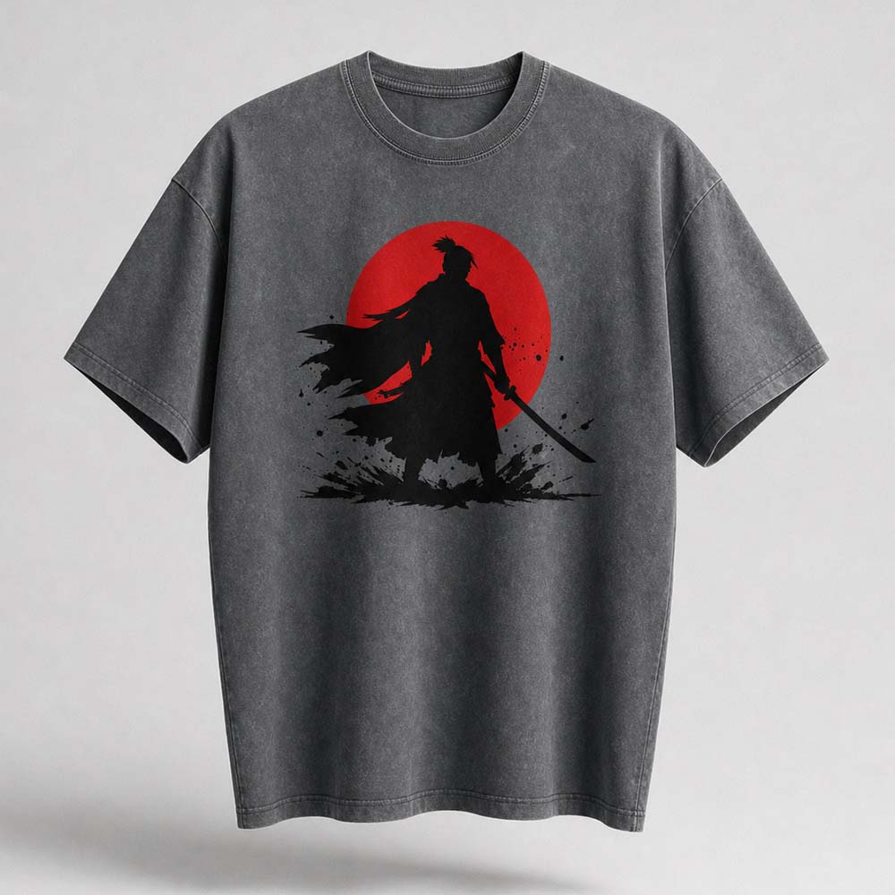 Red Sun Samurai Oversized Cotton T-Shirt