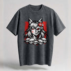 Kitsune Skull Oversized Cotton T-Shirt