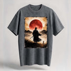 Samurai Sunset Oversized Cotton T-Shirt