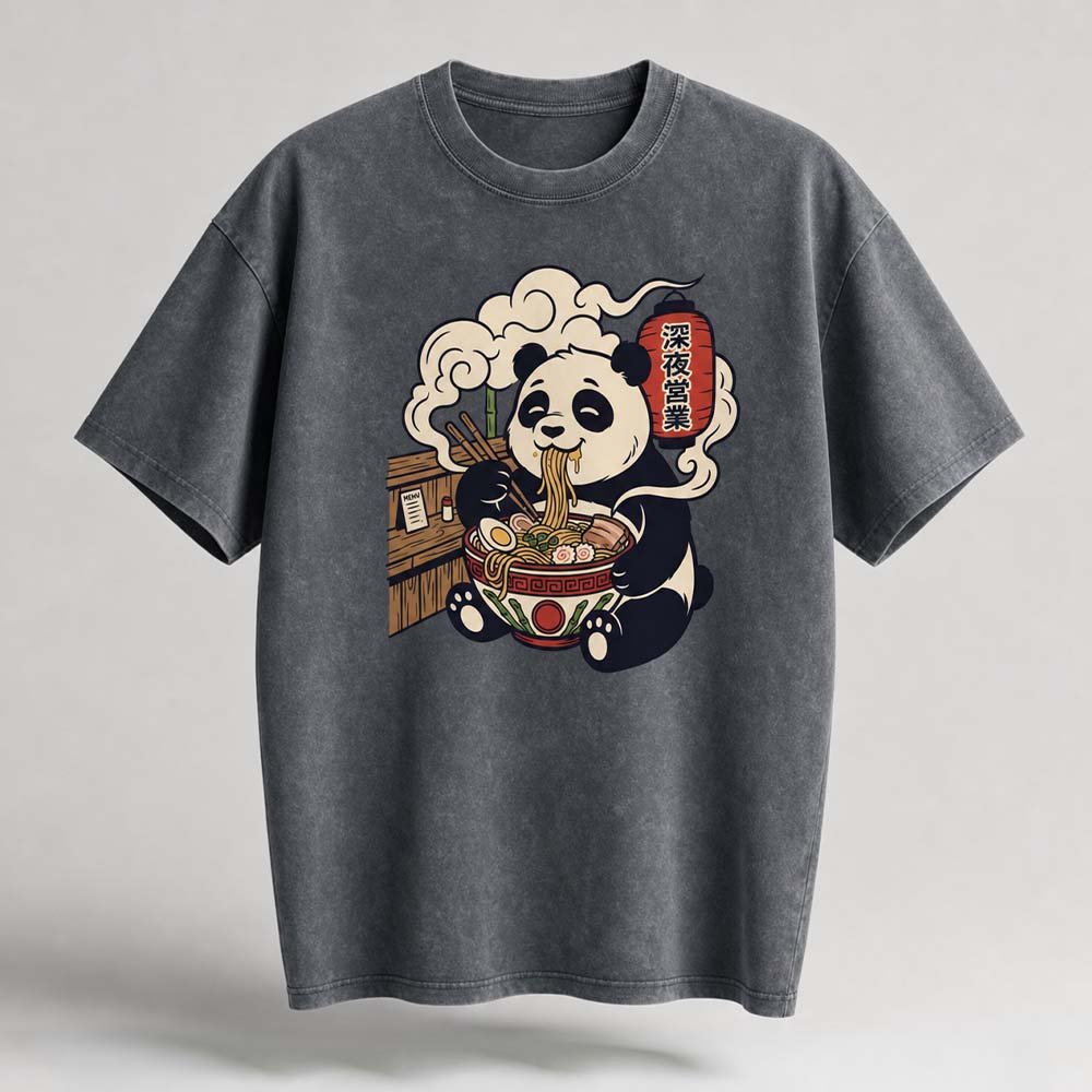Panda Ramen Oversized Cotton T-Shirt