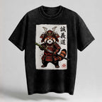 Samurai Red Panda Oversized Cotton T-Shirt