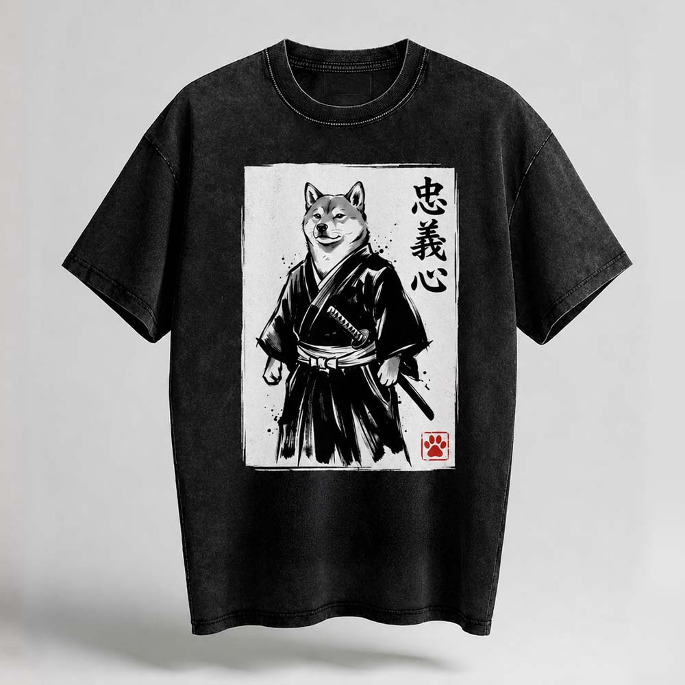 Samurai Shiba Inu Oversized Cotton T-Shirt