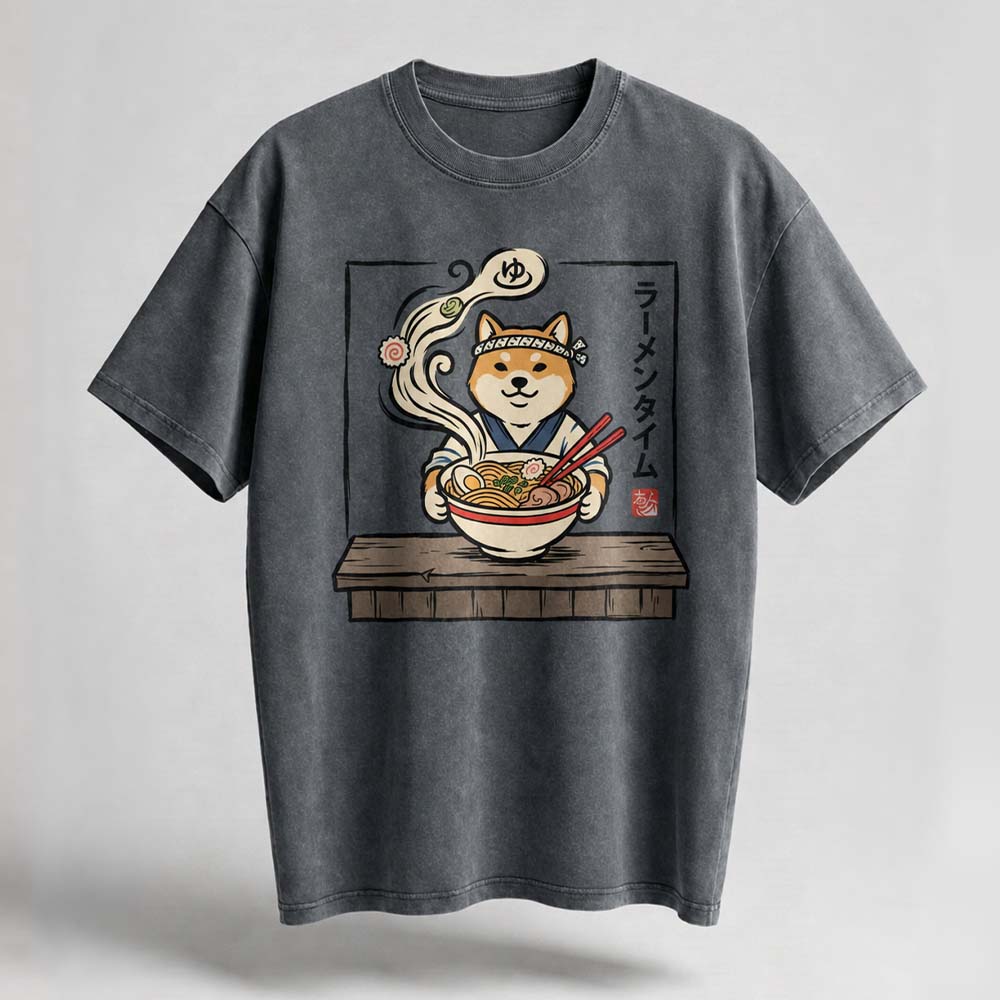 Shiba Ramen Master Oversized Cotton T-Shirt