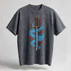 Katana & Water Oversized Cotton T-Shirt