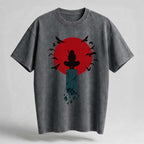 Crow and Red Moon Oversized Cotton T-Shirt