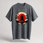 Pagoda Sunset Oversized Cotton T-Shirt