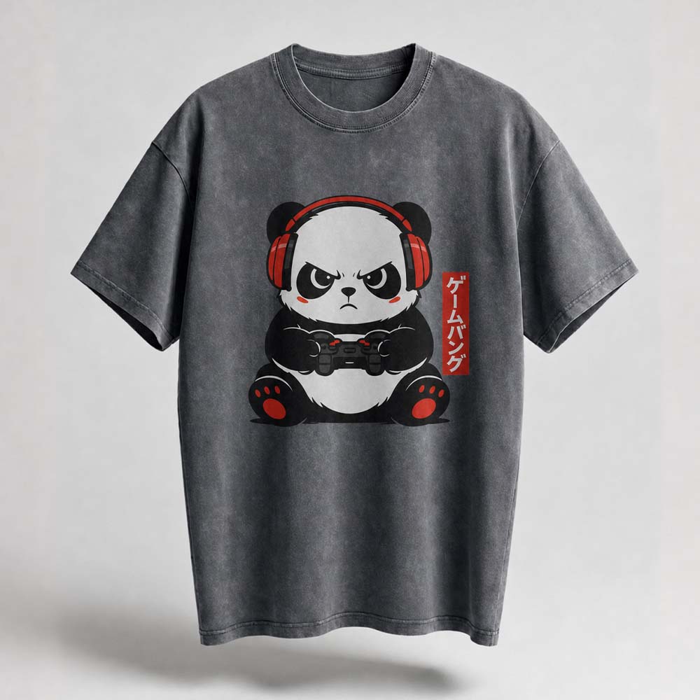 Gamer Panda Oversized Cotton T-Shirt