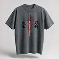 Katana & Cherry Oversized Cotton T-Shirt