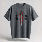 Katana & Cherry Oversized Cotton T-Shirt