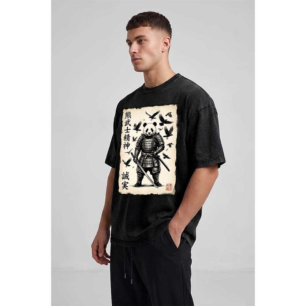 Panda Samurai Oversized Cotton T-Shirt